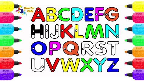 Learn Colors For Kids With Alphabets Abc Drawing And Coloring Pages