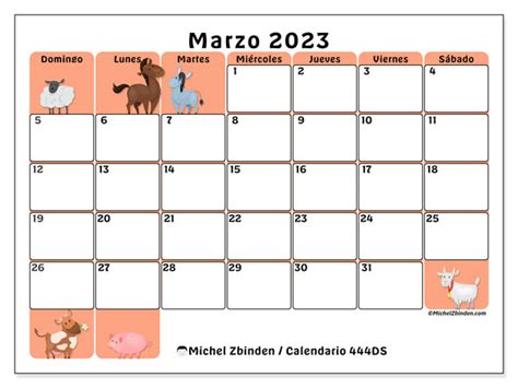 Calendario Marzo De 2023 Para Imprimir “444ds” Michel Zbinden Cr