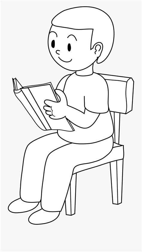 Reading Boy Black And White Free Transparent Clipart Clipartkey