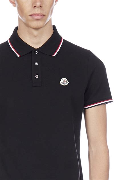 Moncler Cotton Logo Polo Shirt In Black For Men Lyst