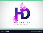 Hd h d purple letter logo design with liquid Vector Image