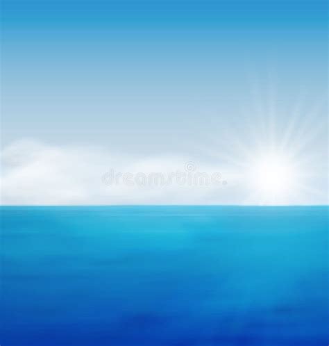 Sea Landscape Sunrise Blue Ocean Stock Vector Illustration Of Summer