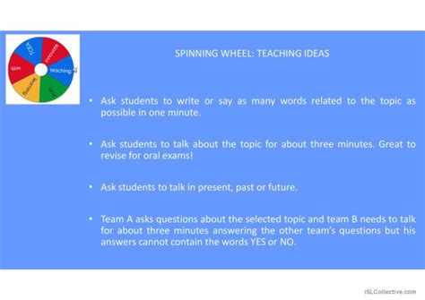 Spinning Wheel For Conversation Topi English Esl Powerpoints