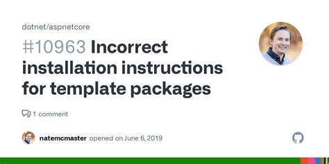 Incorrect Installation Instructions For Template Packages Issue