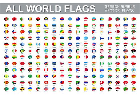 Todas As Bandeiras Do Mundo Conjunto Vetorial De ícones Quadrados