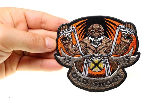 Old Skool Motorcycle Skeleton Patch Biker Skull Patches By Ivamis Patches
