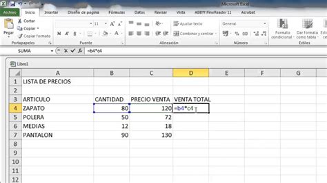 Formula Para Multiplicar Cantidades En Excel Hojas De Cálculo