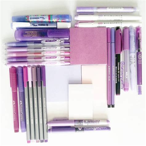 Stationery Art Purple Flat Lay Pilot Juice Staedtler Triplus