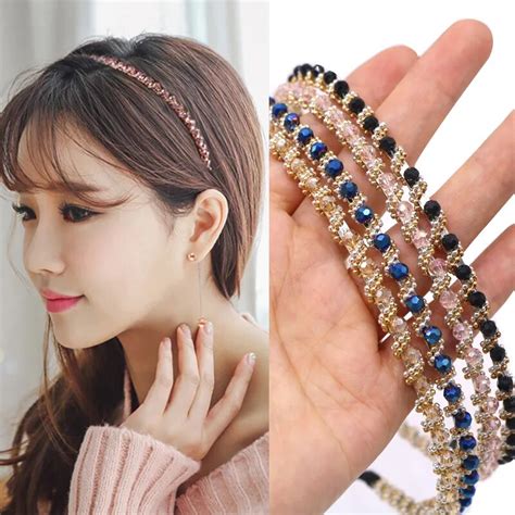 3 pcs fashion women crystal headband shiny metal hairband girl hair band jewelry female