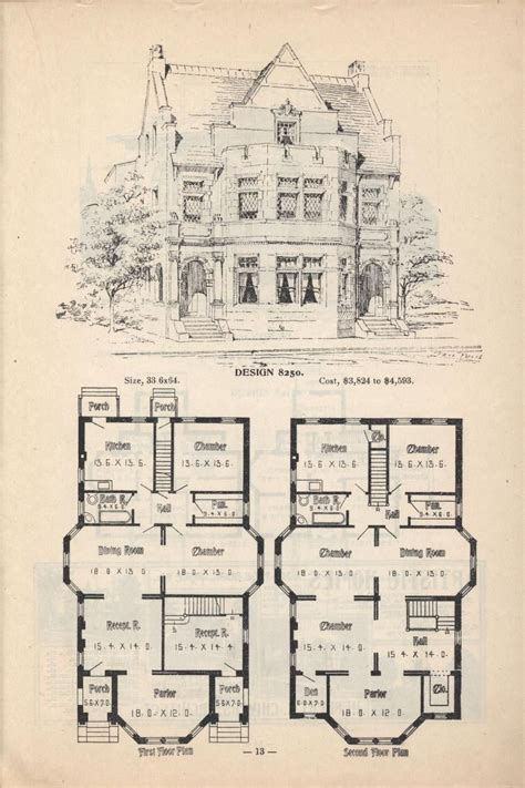 Old Classic Floor Plans 1890s 2 Story Home Artistic City Houses No