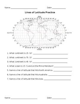 Latitude and longitude are measured in what? Longitude and Latitude Worksheets (SEPARATE SHEETS FOR ...