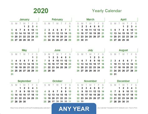 Yearly Calendar Template For 2018 And Beyond