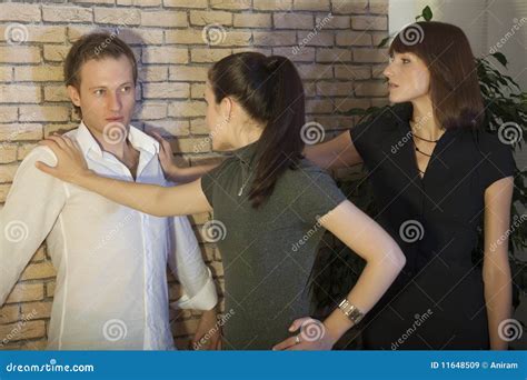 Girls Pinned Man To The Wall Stock Image Image Of Dating Girls 11648509