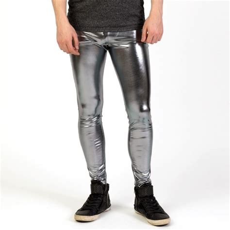 Men Shiny Lycra Leggings Fashion Metallic Spandex Full Length Man Meggings Leggings Tights For