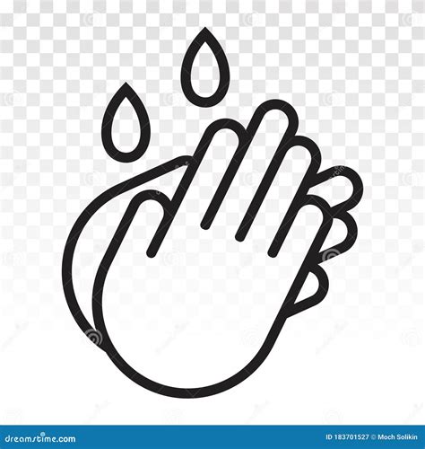 Washing Hands Wash Hand Thoroughly With Water Line Art Icon On A
