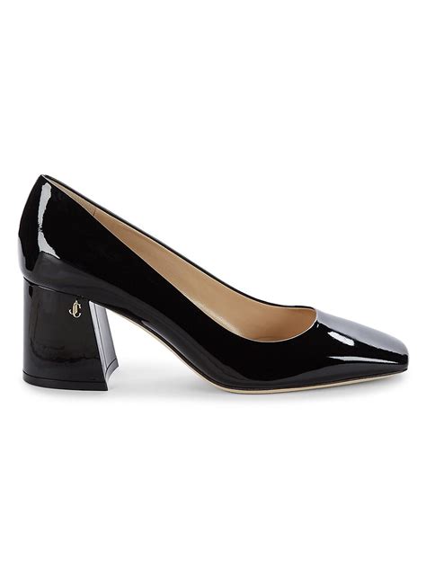 Jimmy Choo Dianne Square Toe Patent Leather Pumps Black Editorialist