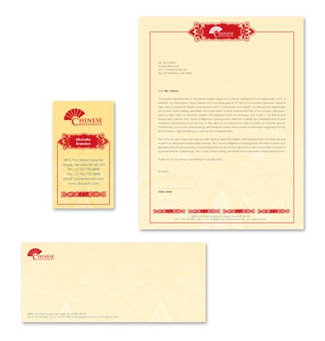 Chinese Restaurant Stationery Kits Template