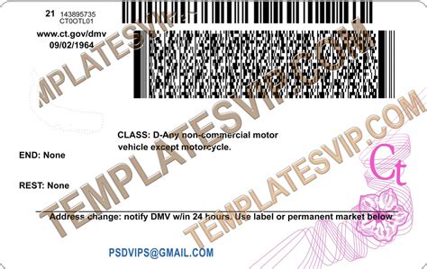Connecticut Ct Drivers License Psd Template Download 2022