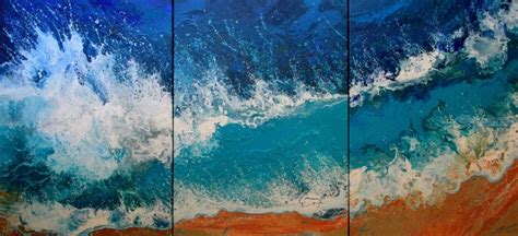 Sea Triptych Large Paintings By Irini Karpikioti