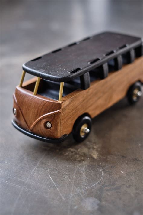 wooden bus toy hippie personalized collectible model car volkswagen furgon for husband son