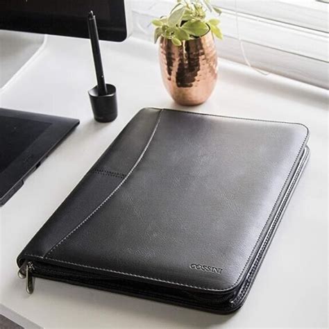 Padfolio Business Leather Portfolio Zippered Notebook Binder Office