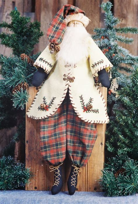 Woodland Santa Mailed Cloth Doll Pattern 24in Primitive Santa Etsy