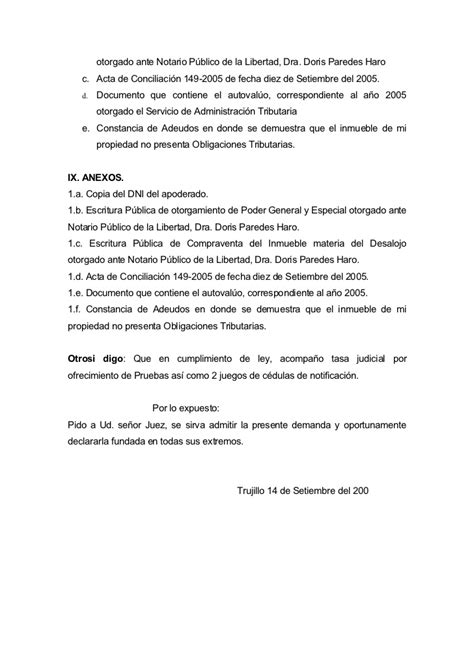 Carta Notarial De Desalojo De Vivienda Sample Site H