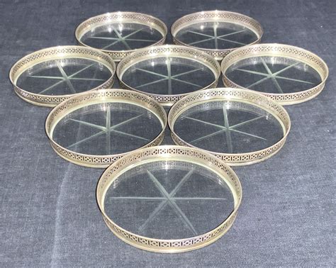 8 Vintage Sterling Silver And Glass Coasters 0107 On May 18 2022