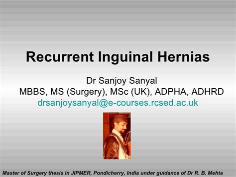 Recurrent Inguinal Hernia Pathological Types Sanjoy Sanyal