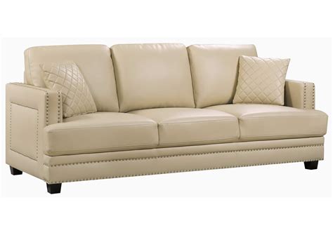 Ferrara Beige Faux Leather Sofa Best Buy Furniture And Mattress
