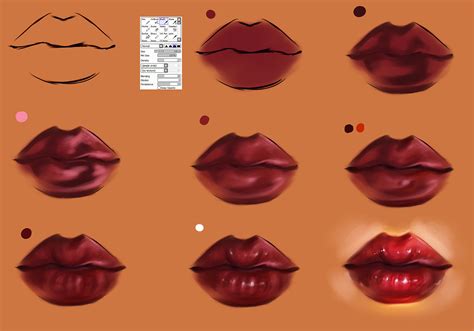 Lips Step By Step Tutorial Brush Settings By Ryky On