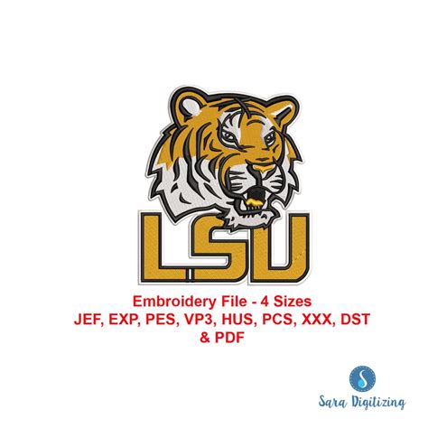 Lsu Tiger Machine Embroidery Design Sports Logo Louisiana Etsy