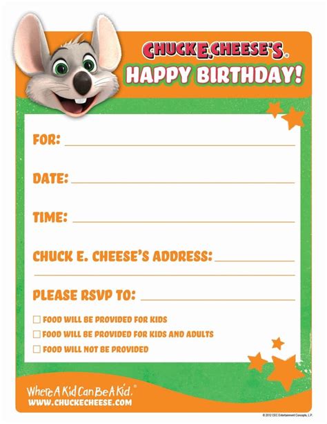 Chuck E Cheese Invitations Free Printables
