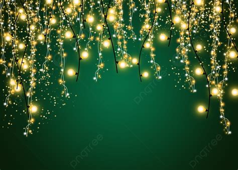 Christmas String Lights Background Green Light Post Green Gradient