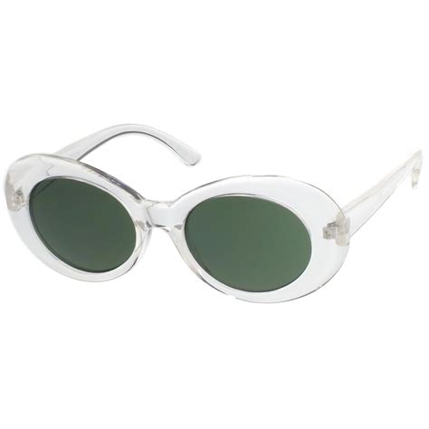 Retro Oval Sunglasses With Tapered Arms Neutral Colored Round Lens 51m Sunglass La