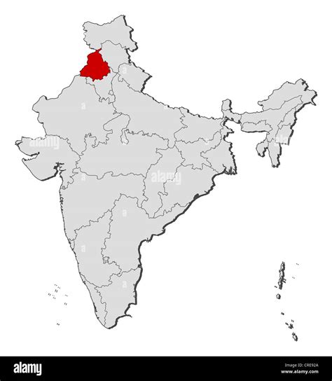 Political Map Of India With The Several States Where Punjab Is