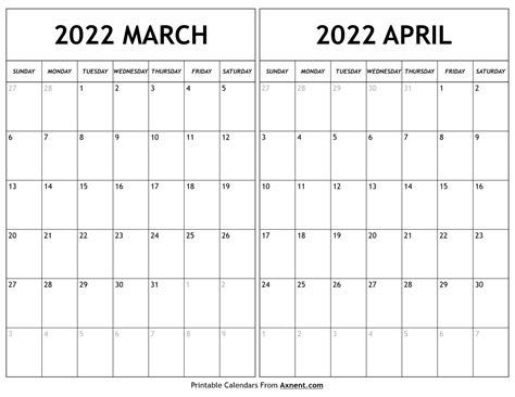 March and April 2022 Calendar with Notes | Qualads