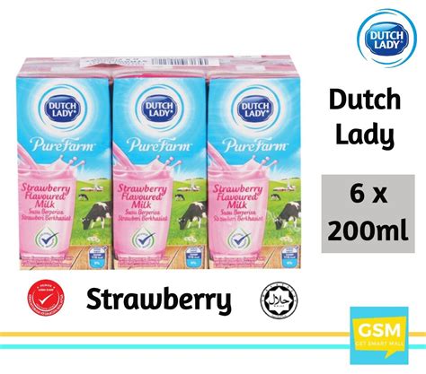 Dutch Lady UHT Pure Farm Strawberry Milk 6 X 200ml Lazada