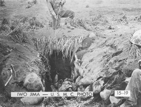 Photo Us Marines Observing Dead Japanese Soldiers In A Cave On Iwo