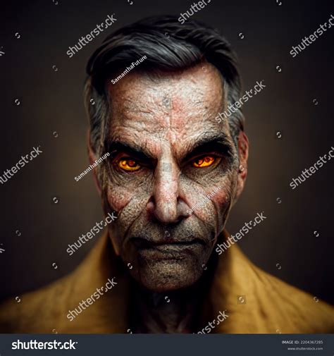 Evil Man Sinister Red Eyes Dark Stock Illustration 2204367285