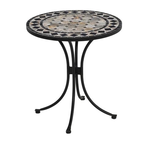 Home Styles 28 In Black And Tan Round Tile Top Patio Bistro Table 5605