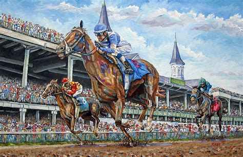 Kentucky Derby Horse Racing Art Painting By Mike Rabe