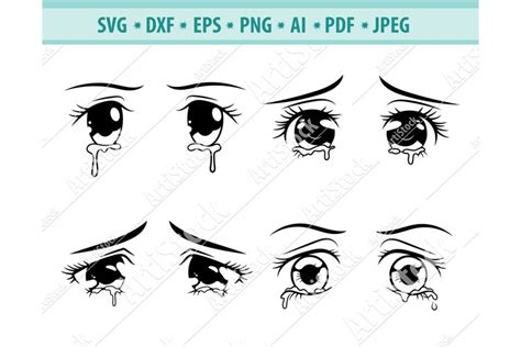 Anime Eyes Svg Crying Eyes Svg Cartoon Eye Eps Png Dxf