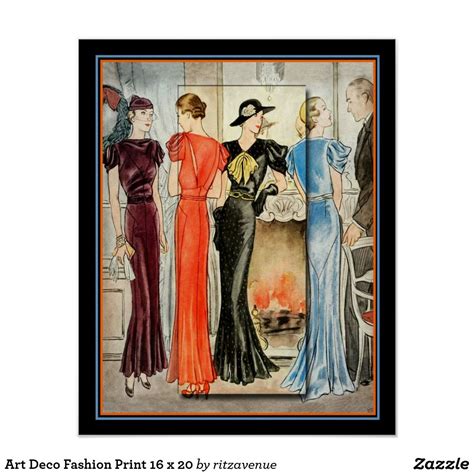 Art Deco Fashion Print 16 X 20 Art Deco Fashion Fashion Prints Art