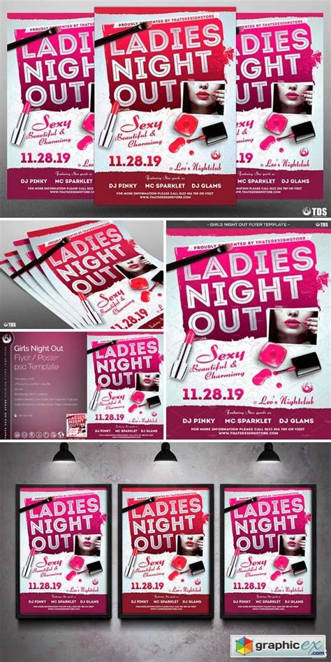 Girls Night Out Flyer Template Free Download Vector Stock Image