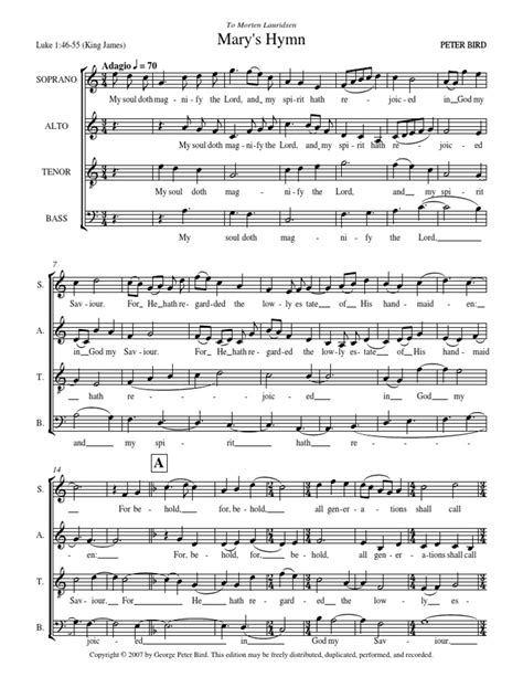 Magnificat Bird Peter Marys Hymn Magnificat Cappella Version 6821