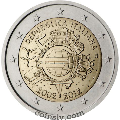 Commemorative Coin 2 Euro Italy 2012 10 Years Of The Euro