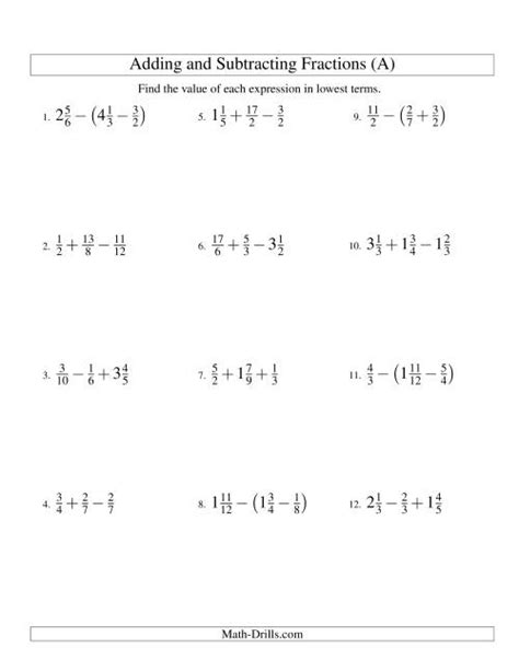 How to add 3 fractions together with different denominators. Adding and Subtracting Fractions with Three Terms (A)