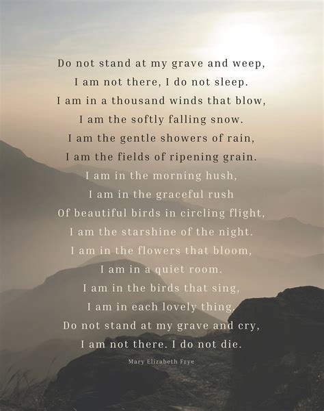 Printable Do Not Stand At My Grave And Weep Poem