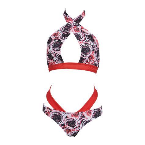 2017 New Bandage Halter Bikini Set Sexy Women Push Up Padded Bra